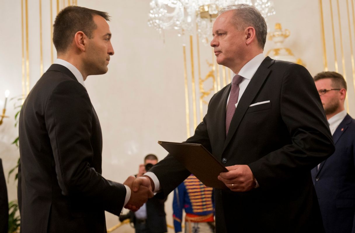 Nový minister zdravotníctva Tomáš Ducker a prezident Andrej Kiska