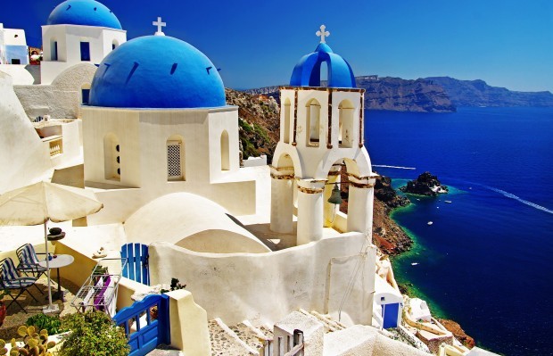  Grécko, Santorini - malebný záber 