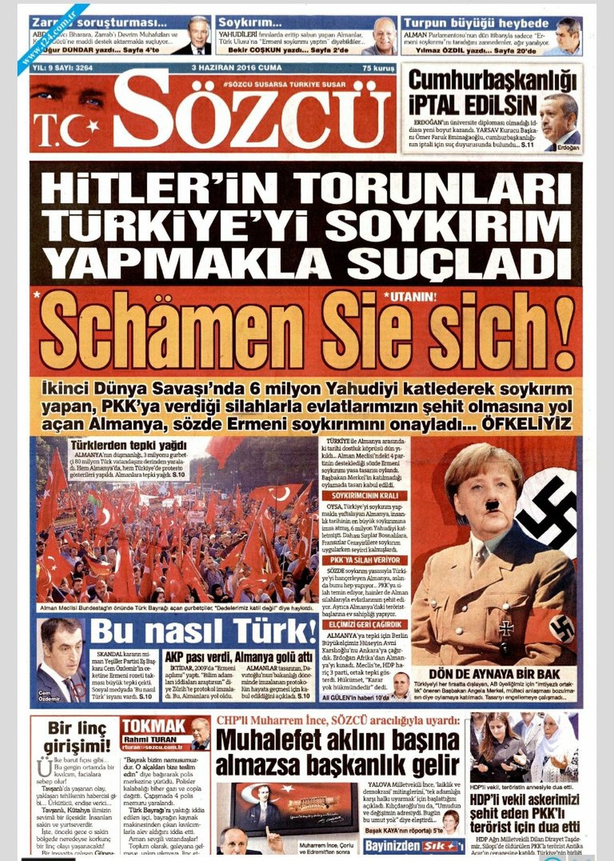 turecké noviny merkelová hitler