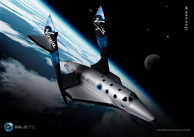 Model cestovného raketoplánu SpaceShipTwo americkej spoločnosti Virgin Galactic.