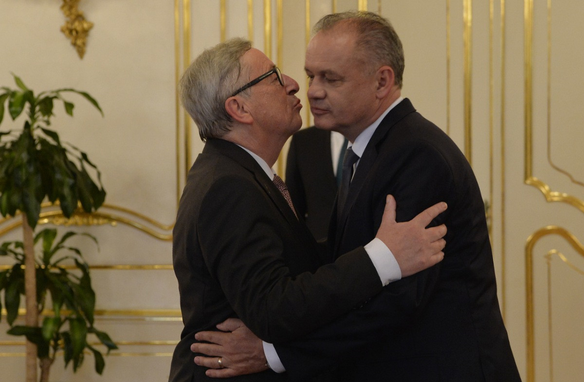 Predseda Európskej  komisie Jean-Claude Juncker a prezident Andrej Kiska