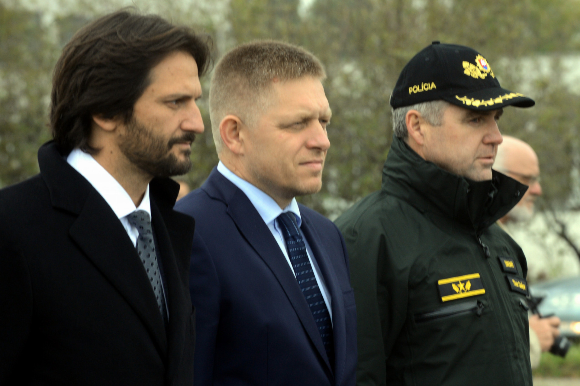 Minister vnútra Robert Kaliňák, premiér Robert Fico a šéf polície Tibor Gašpar