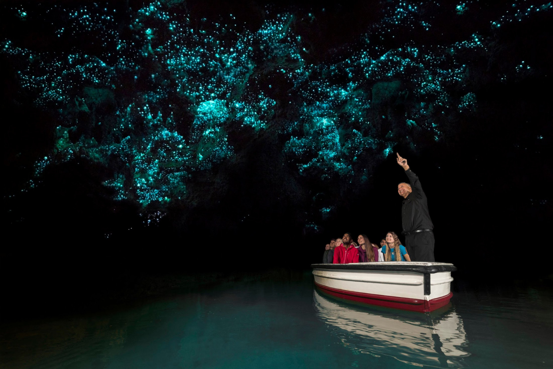 Na Novom Zélande dokonca aj červy vyzerajú krásne. V jaskyniach Waitomo žijú tisíce bioluminiscenčných lariev tzv. svetlušiek, ktoré žiaria ako podzemná Mliečna dráha.