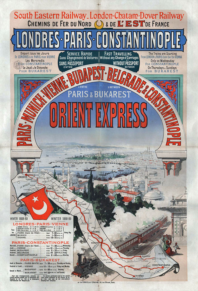 Reklamný plagát na Orient Express z roku 1888.