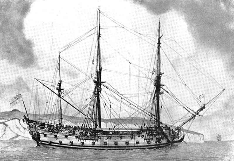 Britská loď Salisbury, na ktorej mal Lind v roku 1747 svoj klinický experiment uskutočniť.