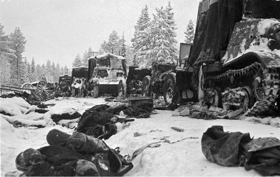 Sovietske straty po bitke pri Suomussalmi a na Raatskej ceste, v ktorej Fíni zaznamenali najväčšie víťazstvo.