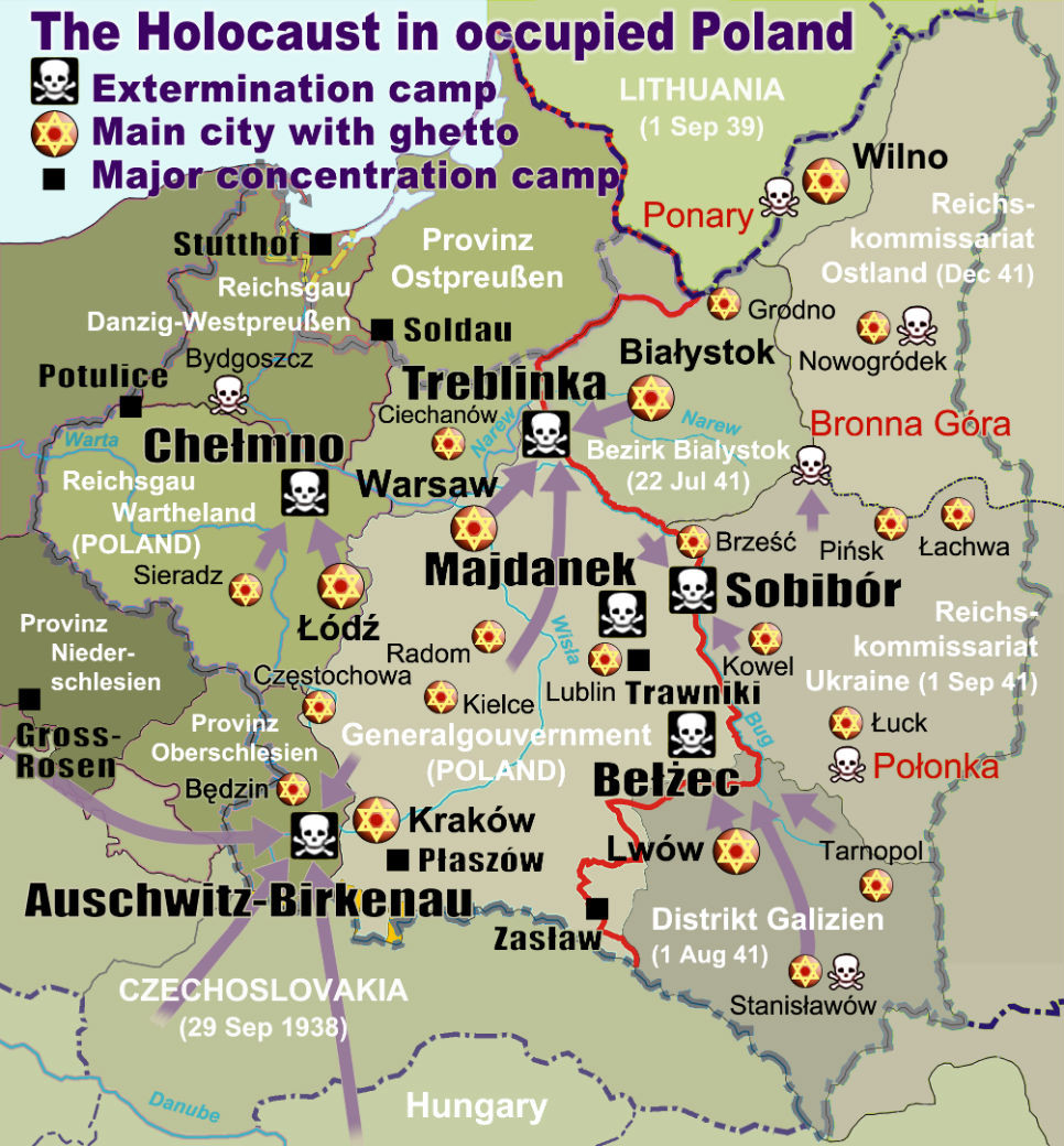 Nacistické vyhladzovacie a koncentračné tábory a getá v okupovanom Poľsku.