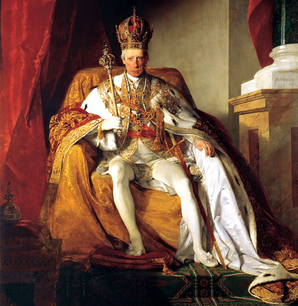 František I. ako rakúsky cisár na portréte Friedricha von Amerlinga.