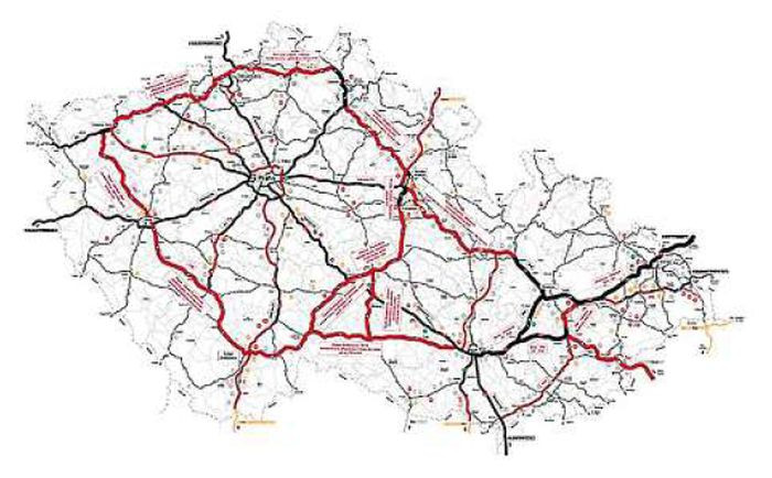 Česko, mapa, infraštruktúra