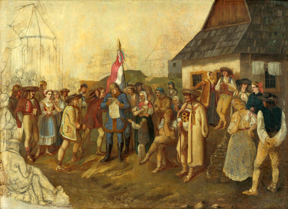 Zhromaždenie slovenského ľudu z roku 1848 na obraze Petra Michala Bohúňa.