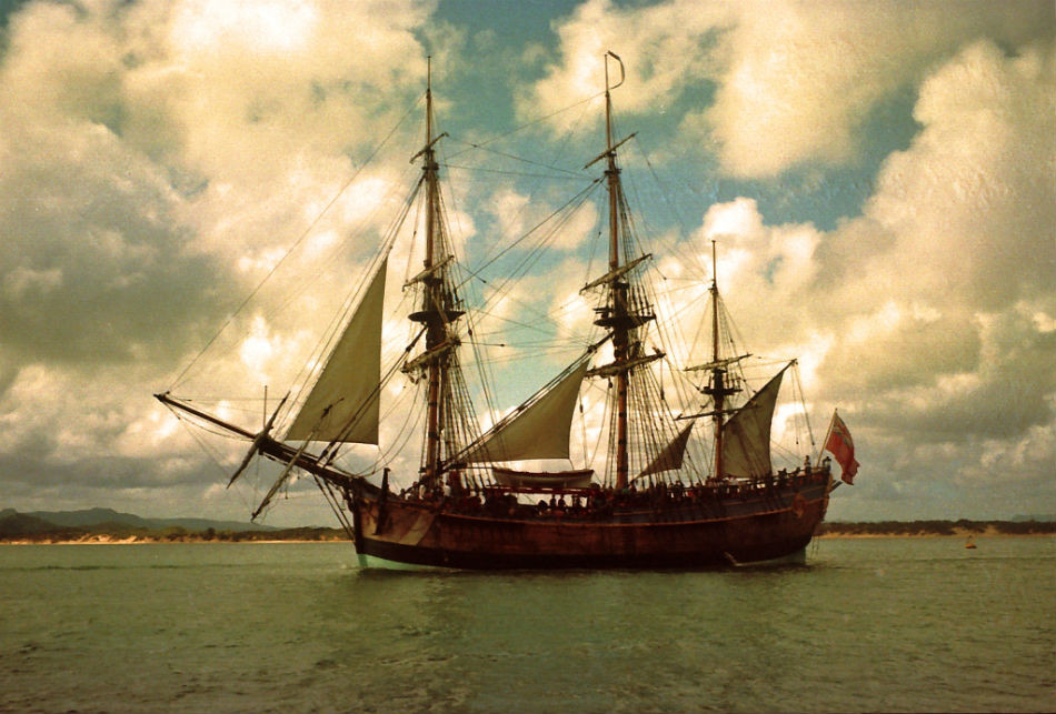 Replika lode Endeavour, ktorá kotví v Cooktowne.