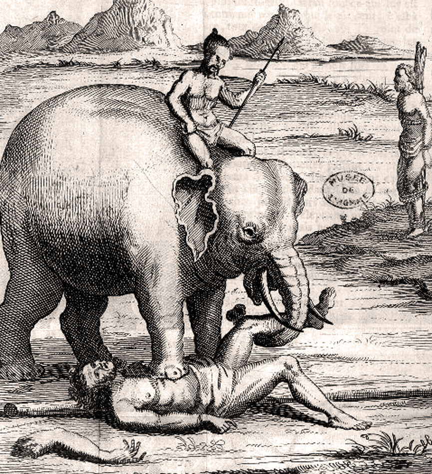 Slony využívali pri popravách najmä v južnej a juhovýchodnej Ázii.