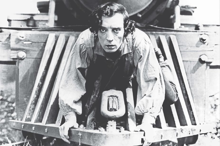 Komik Buster Keaton vo svojom najslávnejšom filme Frigo na mašine.
