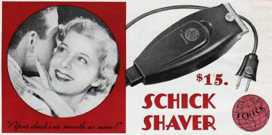 Dobová reklama na jeden z prvých Schickových elektrických holiacich strojčekov.