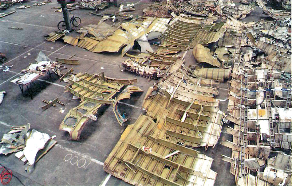 Trosky Boeingu 747 spoločnosti PanAm, ktorý vybuchol nad Lockerbie.
