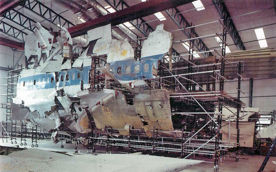 Trosky Boeingu 747 spoločnosti PanAm, ktorý vybuchol nad Lockerbie.