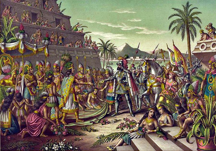 Aztécky vládca Montezuma II. privítal Cortésa bohatými darmi, ale dopustil sa fatálnej chyby, keď ho pustil do mesta a ubytoval vo svojom paláci.