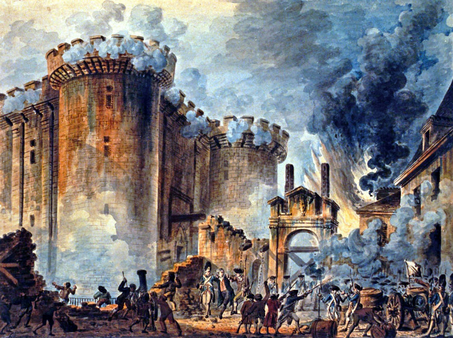 Dobytie Bastily 14. júla 1789 na obraze Jeana-Pierra Houëla. 