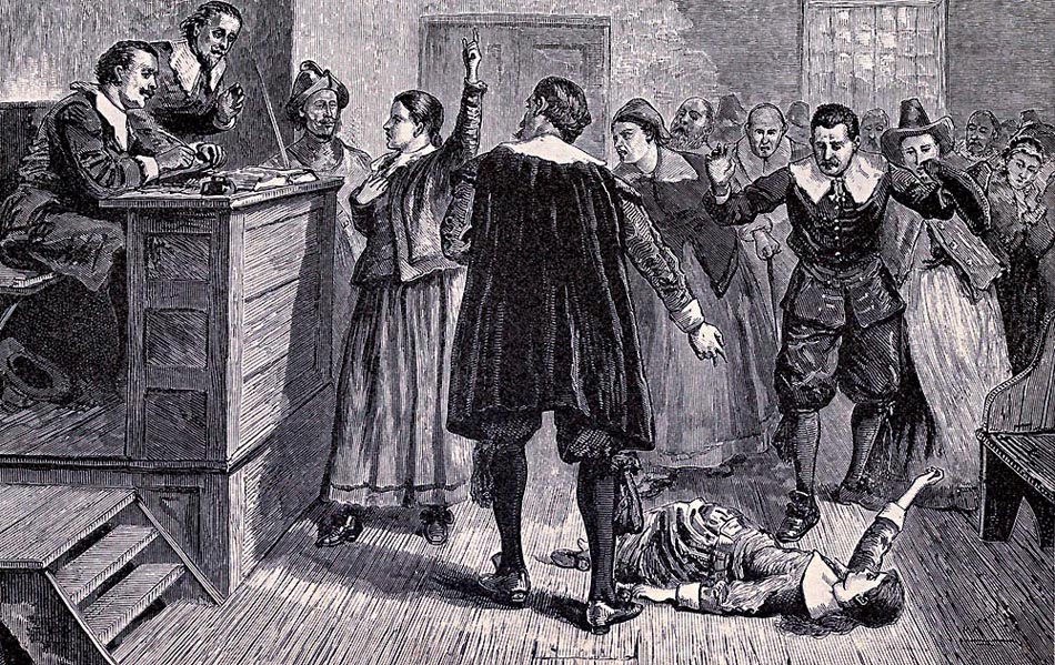 Čarodejnícky proces v americkom Saleme na ilustrácii z roku 1876.
