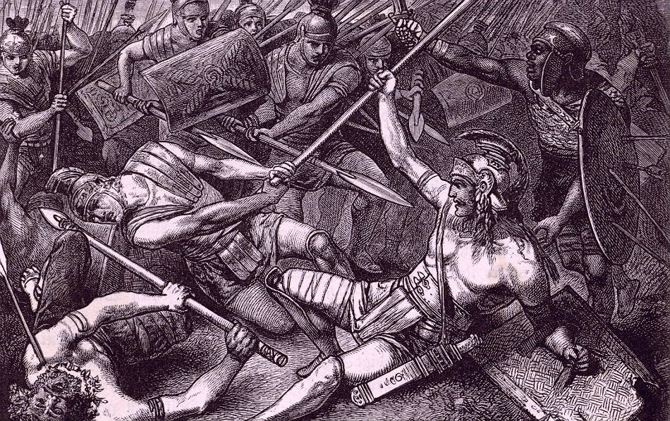 Smrť Spartaka na gradike Hermanna Vogela z roku 1882
