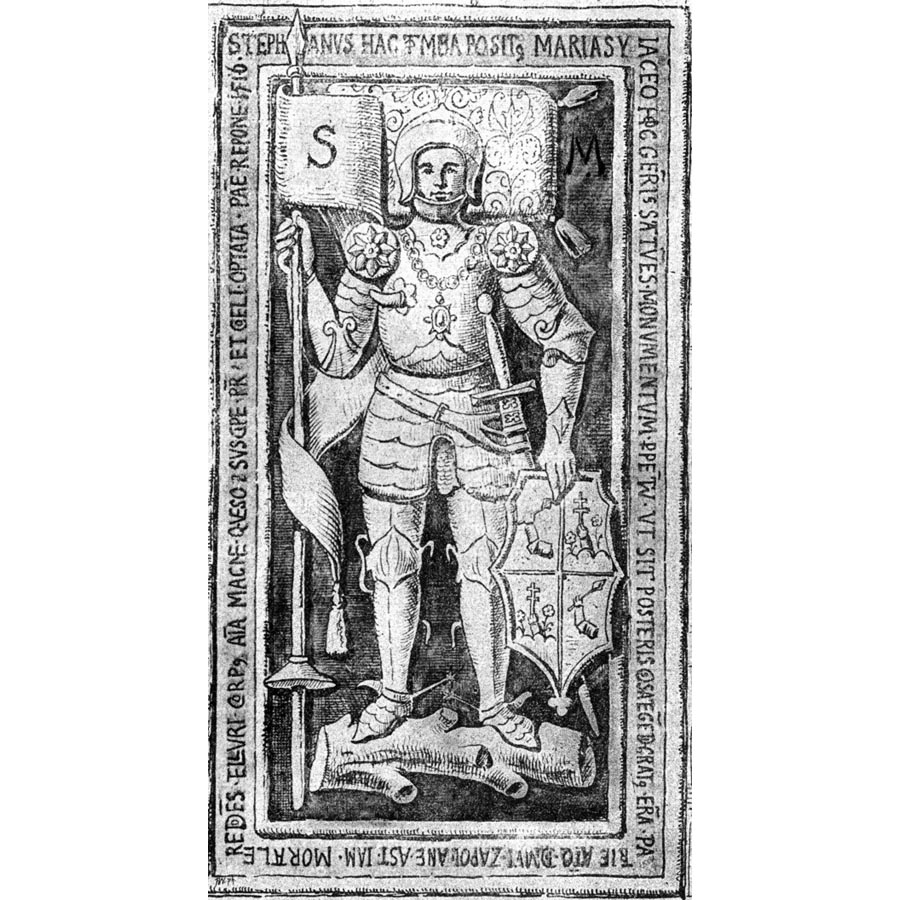 S rytiermi sa v období neskorého stredoveku viazala charakteristická ochranná zbroj, výzbroj a výstroj, ako je to možné vidieť aj na náhrobku Štefana Mariassyiho z Markušoviec.