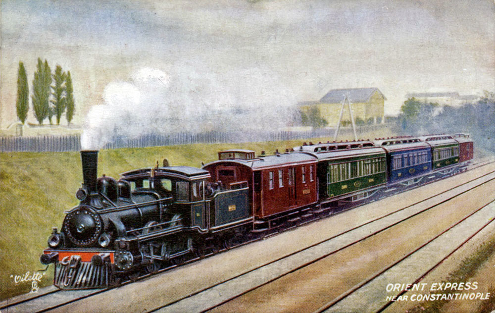 Orient Express na pohľadnici z roku 1900.
