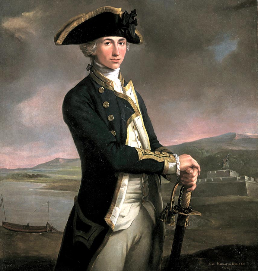 Horatio Nelson na portréte John Francisa Rigauda z roku 1781. V pozadí je pevnosť San Juan. Do bojov o ňu zasiahol ako kapitán fregaty Hinchinbroke.