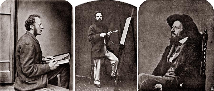 Charles Dodgson sa venoval aj fotografovaniu a istý čas sa vraj pohrával s myšlienkou, že by sa ako fotograf aj živil. Otvoril si ale vlastný ateliér a hoci sa nie všetky jeho snímky zachovali (zostalo ich približne tisíc), z existujúcich je zrejmé, že pred objektívom mu pózovali mnohé významné osobnosti svojej doby. V tomto prípade maliari John Everett Millais (vľavo), William Holman Hunt (v strede) či básnik Alfred Tennyson (vpravo).