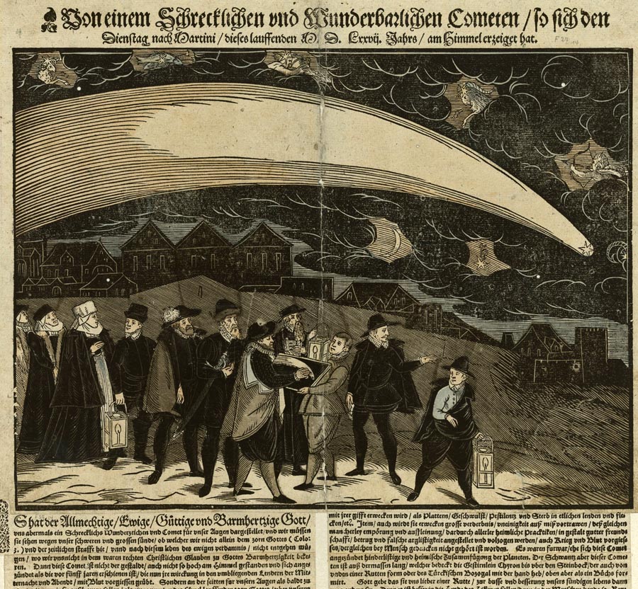 Veľkú kométu pozorovali v novembri roku 1577 ľudia v celej Európe. Očarený ňou bol aj šesťročný Johannes Kepler, ktorý ju videl nad rodným mestom. Slávny dánsky astronóm Tycho Brahe, s ktorým o 23 rokov neskôr začal spolupracovať, ju už v čase jej preletu nielen popísal, ale dospel aj k záveru, že kométy a podobné objekty sa pohybujú na hranici zemskej atmosféry.
