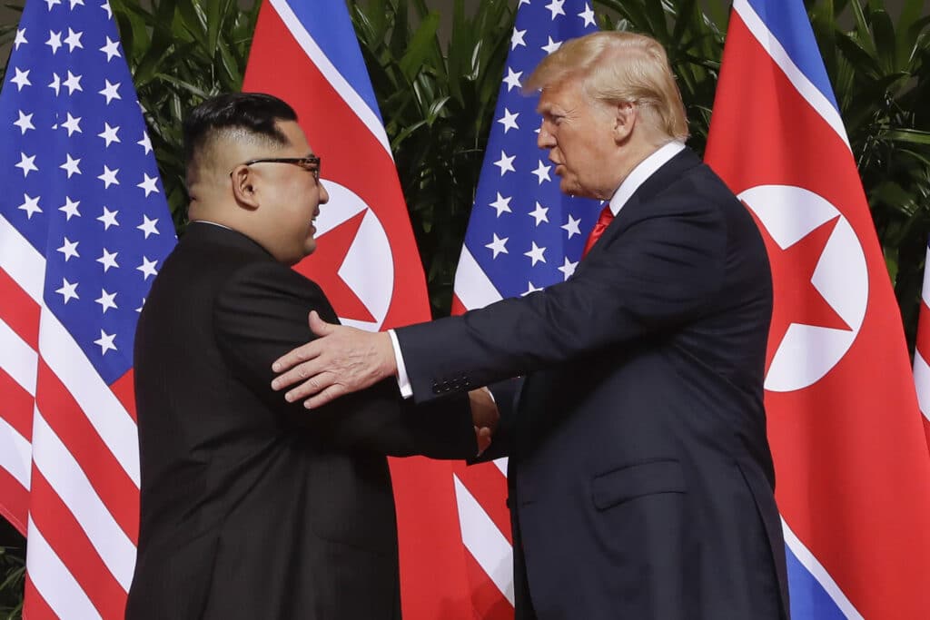 Donald Trump získal nomináciu na Nobelovu cenu za mier po samite so severokórejským lídrom Kim Čong-unom v júni 2018 na singapurskom ostrove Sentosa.