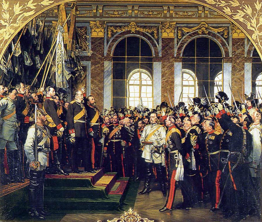V zámku vo Versailles vyhlásili 18. januára 1871 pruského kráľa Wilhelma za nemeckého cisára, čím bolo zjednotenie Nemecka zavŕšené. 