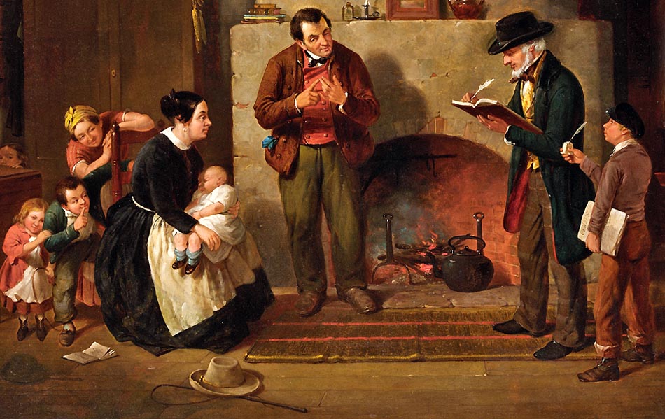 Sčítanie ľudu na obraze amerického maliara Francisa Williama Edmondsa z roku 1854.