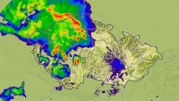 Radarový snímok z búrok