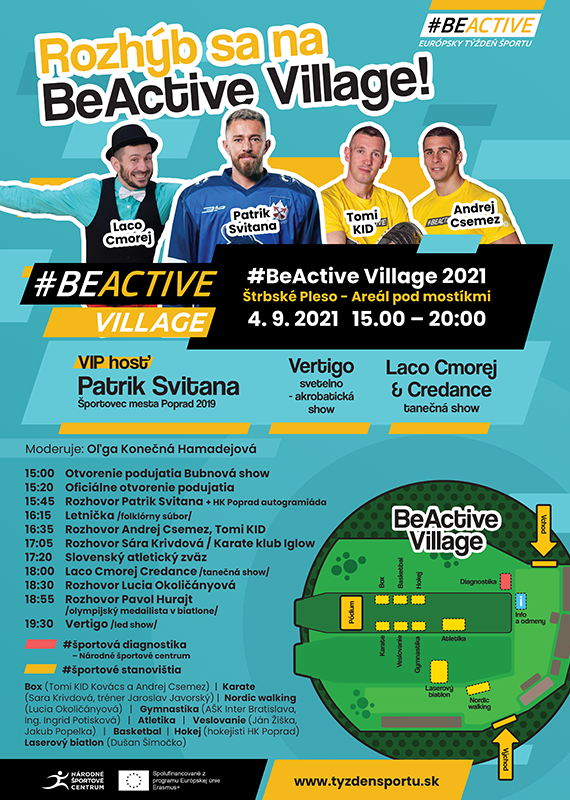 Tomi KID, Laco Cmorej či Patrik Svitana. #BeActive village v Európskom týždni športu rozhýbe celé Tatry
