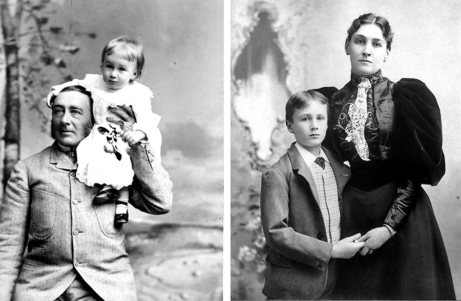 Budúci americký prezident ako ročné bábätko s otcom (vľavo) a ako desaťročný s matkou (vpravo).