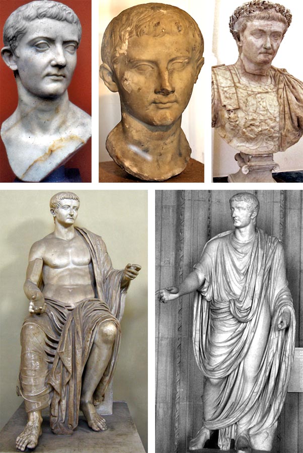 Zachované busty a sochy druhého rímskeho cisára Tiberia.