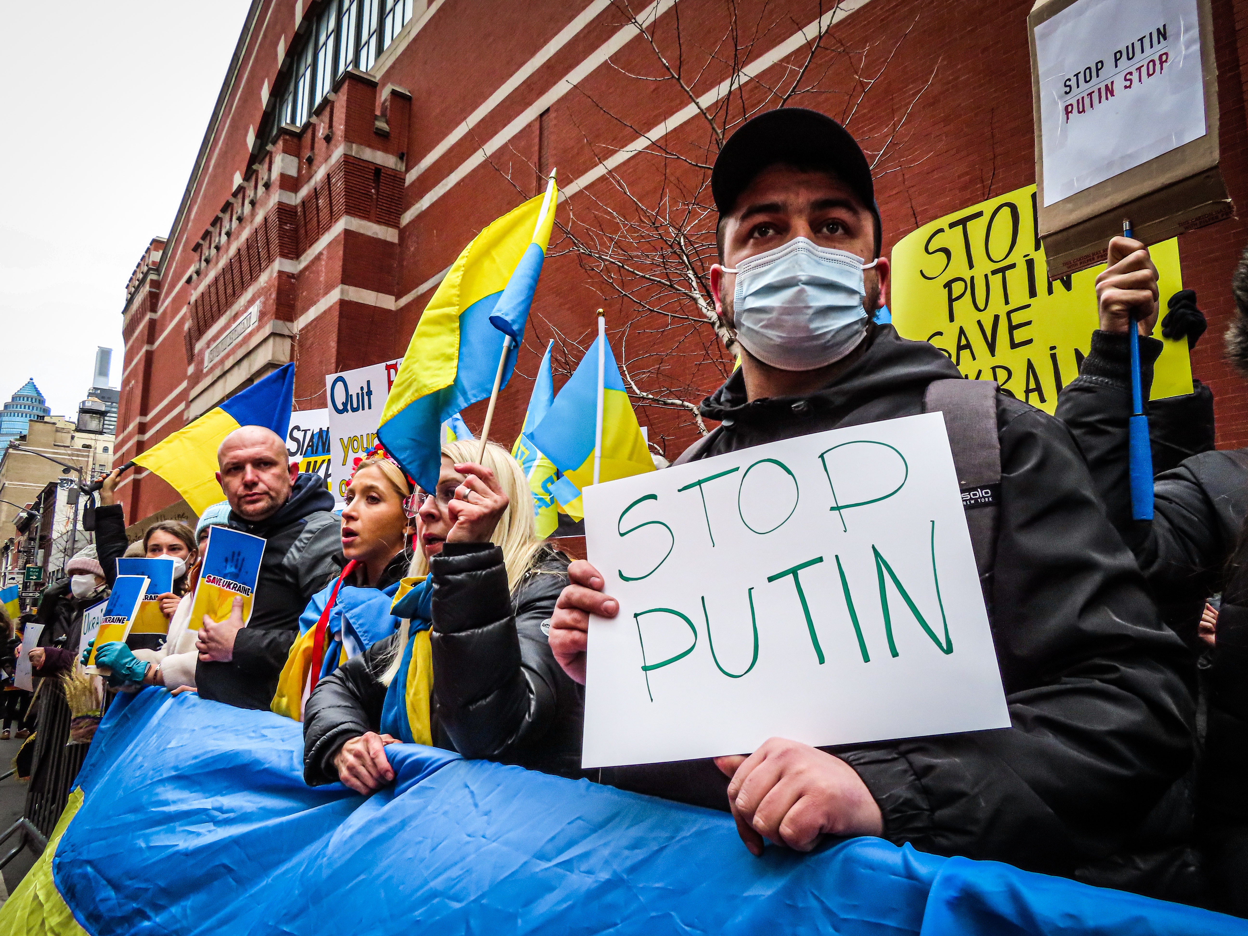 Protest proti ruskej invázii na Ukrajine