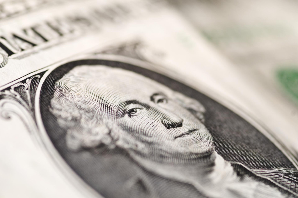 Jednodolárová bankovka s portrétom Georgea Washingtona.