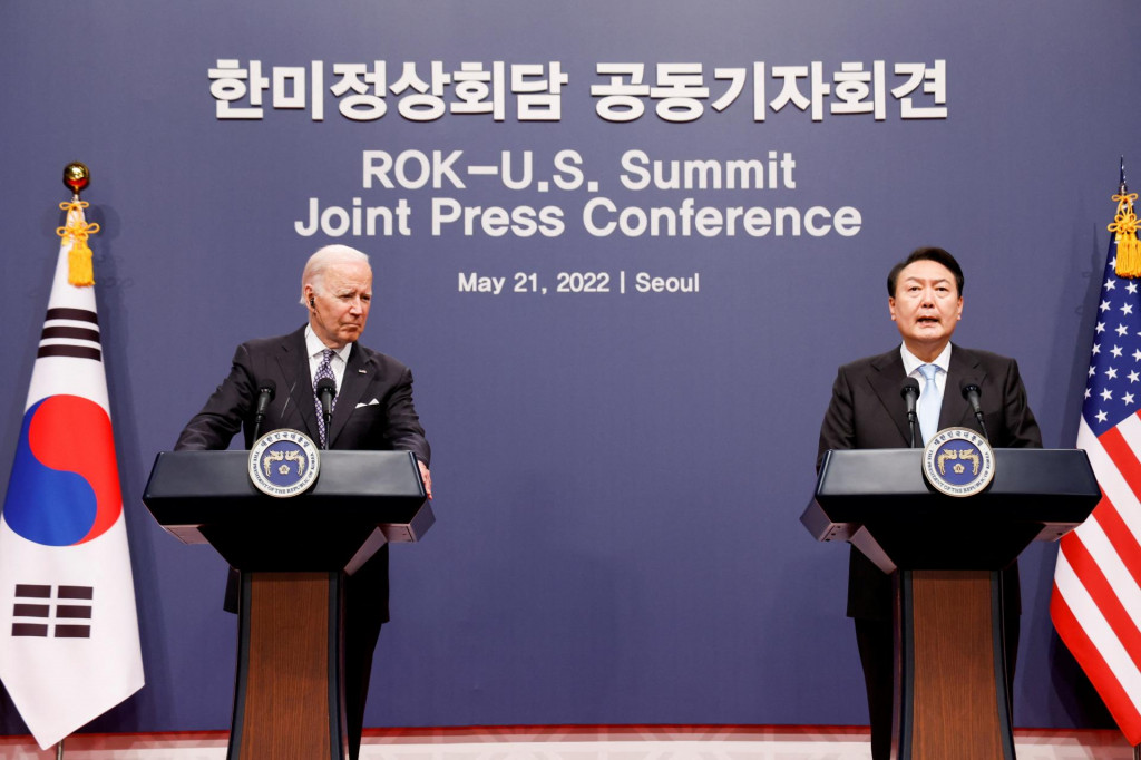 Americký a juhokórejský prezident po ich spoločnom stretnutí. FOTO: REUTERS