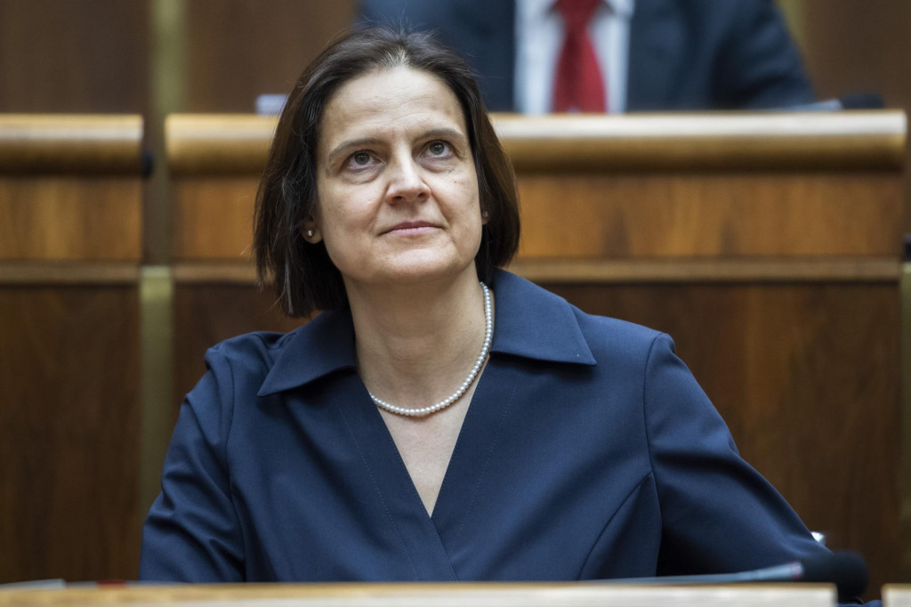 Ministerka spravodlivosti M&aacute;ria Kol&iacute;kov&aacute; počas hlasovania na 65. sch&ocirc;dzi N&aacute;rodnej rady. FOTO: TASR/Jaroslav Nov&aacute;k