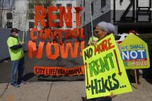 Protest amerických aktivistov za právo na bývanie. FOTO: REUTERS