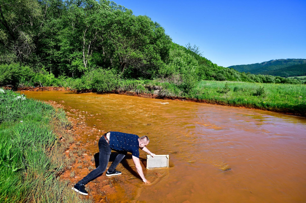 &lt;p&gt;Tibor Varga, miestny rybár a aktivista, hľadá živé zvieratá v znečistenej rieke Slaná, 18. mája 2022. FOTO: REUTERS&lt;/p&gt;