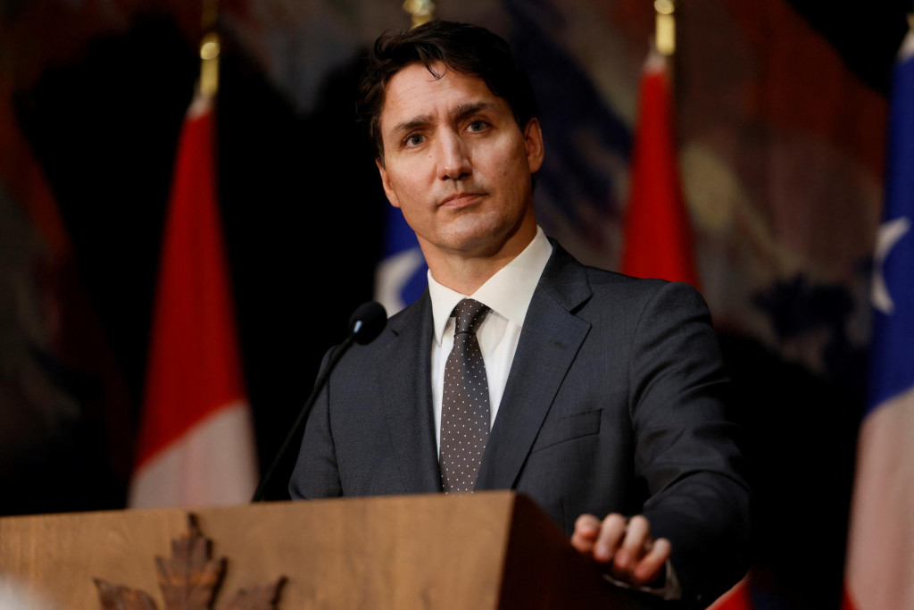 Kanadský premiér Justin Trudeau pri príležitosti návštevy čilského prezienta v Ottawe. FOTO: Reuters
