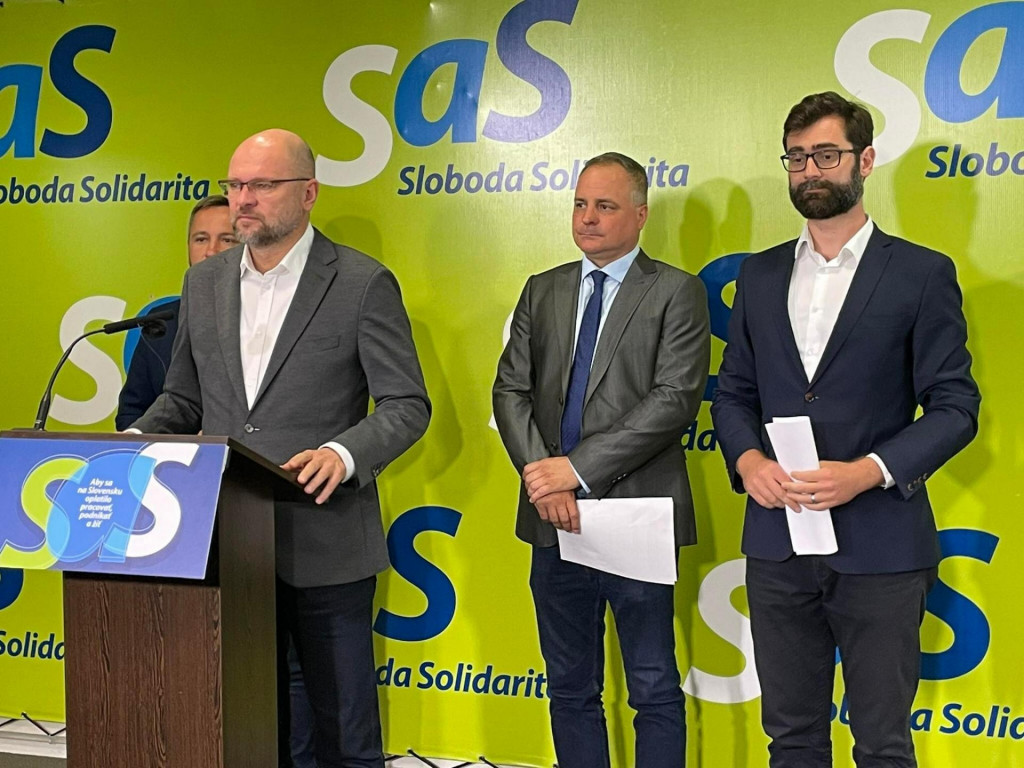 Minister hospod&aacute;rstva Richard Sul&iacute;k (SaS) a region&aacute;lni z&aacute;stupcovia liber&aacute;lov. FOTO: HN/Akos Cs&eacute;pl&ouml;