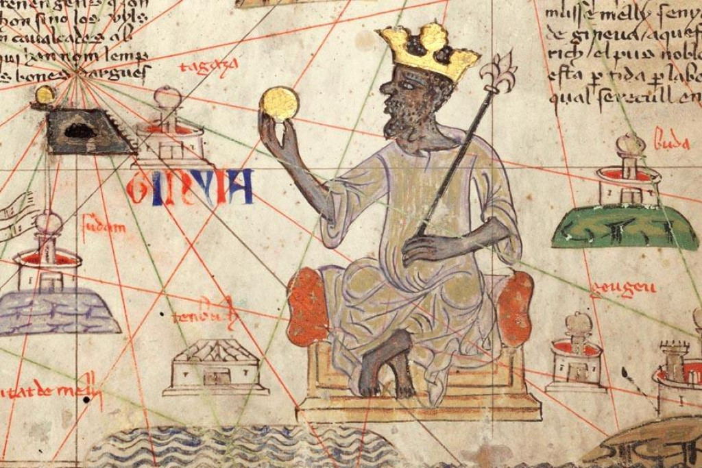 Takto je Mansa Musa zobrazený v Katalánskom atlase z roku 1375. Ako zlatom oplývajúci najvýznamnejší vládca subsaharskej Afriky.