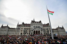 Ilustračná fotografia zhromaždenia v Budapešti. FOTO: REUTERS