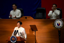 Filipínsky prezident Ferdinand Marcos Jr. pri prvom prejave v Quezon City. FOTO: Reuters