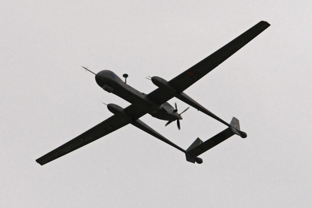 Izraelský dron Heron TP. Ilustračná snímka: Reuters