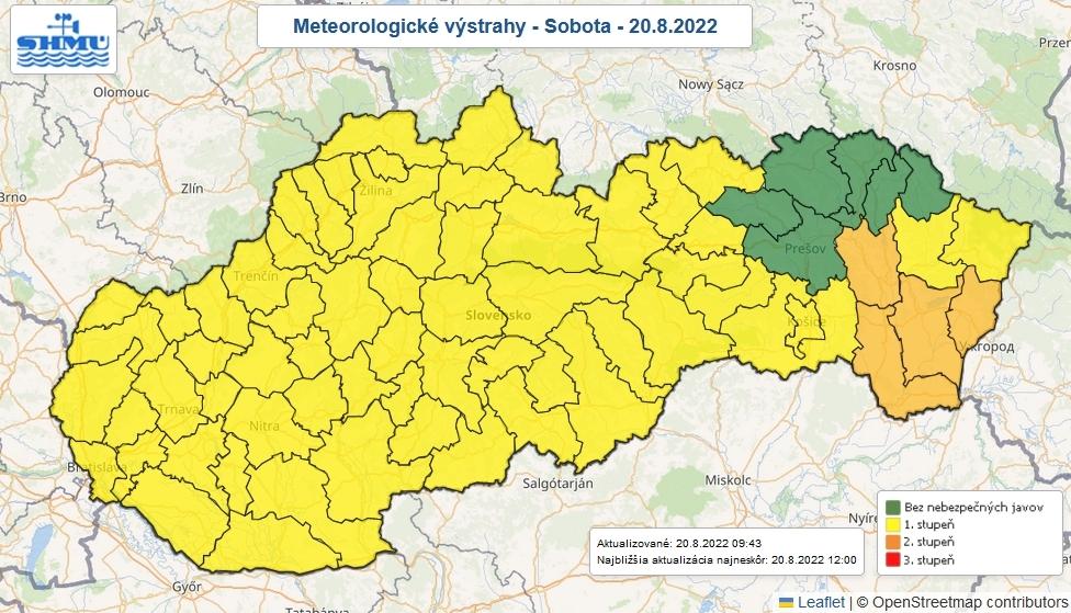 V priebehu soboty možno na väčšine Slovenska očakávať búrky, varujú meteorológovia
