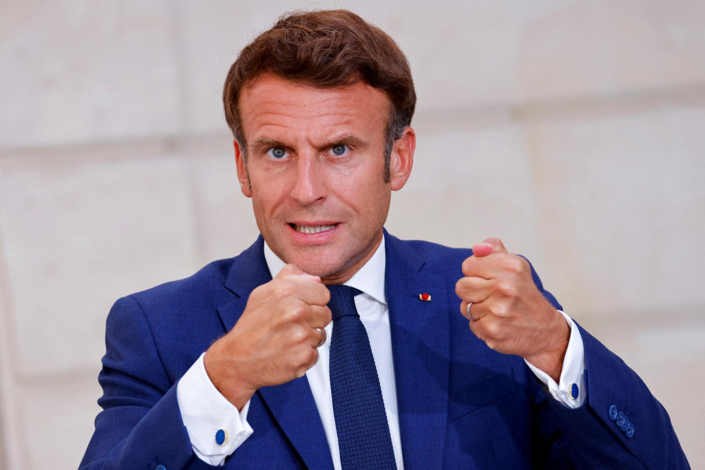 Francúzsky prezident Emmanuel Macron na tlačovej konferencii v Elyzejskom paláci v Paríži. FOTO: Reuters